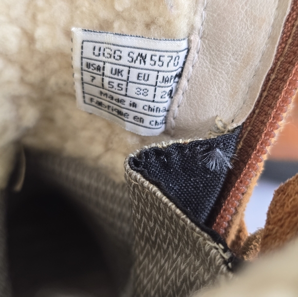 UGG Boots Tan Brown Leather Women's Size 7 Sheepskin Lined Waterproof F8007G - Picture 5 of 12